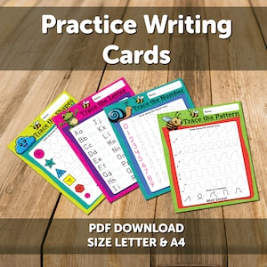 Children's Practice Writing Cards in PDF Download for Print