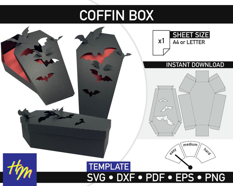 Coffin Gift Box Templatesvg DXF PDF Ready to Cut on Your Etsy