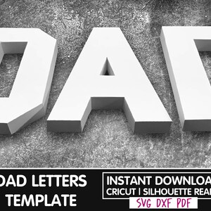 Plantilla de papá SVG de Box Letters, DXF y PDF imprimible