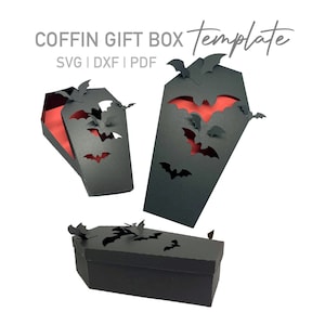 Gruselige DIY Sarg Geschenkbox Vorlage - Perfekt für Halloween - svg, dxf, pdf Dateien