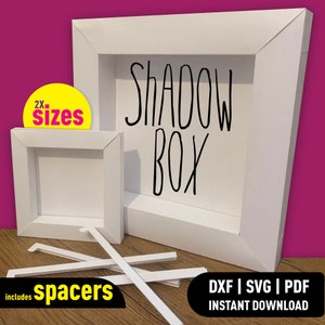 Rechthoekige schaduwbox frame SVG voor Cricut Silhouette DXF en afstandhouders, 3D gelaagde papieren lichtbak pdf