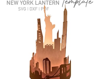 New York Skyline Lantern SVG template Lantern DXF, PDF Cricut and Silhouette