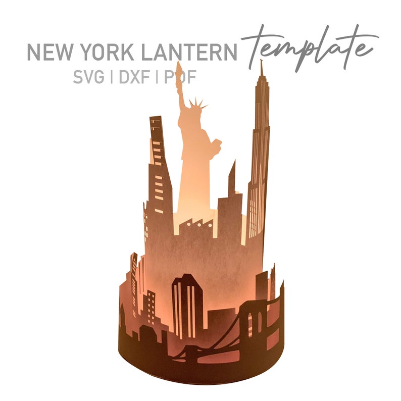 New York Skyline Lantern Cricut SVG, DXF and PDF image 1