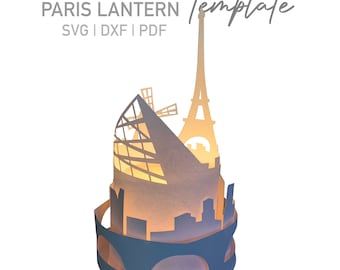 Paris Paper Lantern Template, Cricut SVG, Silhouette, PDF