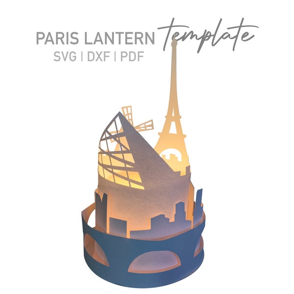 Paris Paper Lantern SVG Template, Paper Cut Template, Lantern, DXF, PDF Cricut and Silhouette