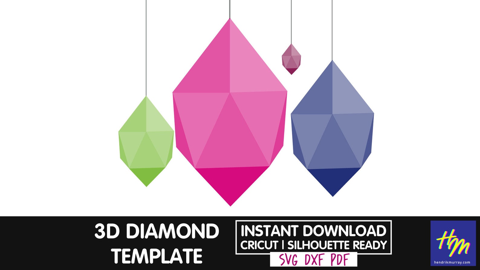 3D Diamond Template SVG DXF and PDF Printable - Etsy