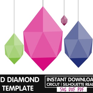 3D Diamond Template SVG DXF and PDF Printable - Etsy
