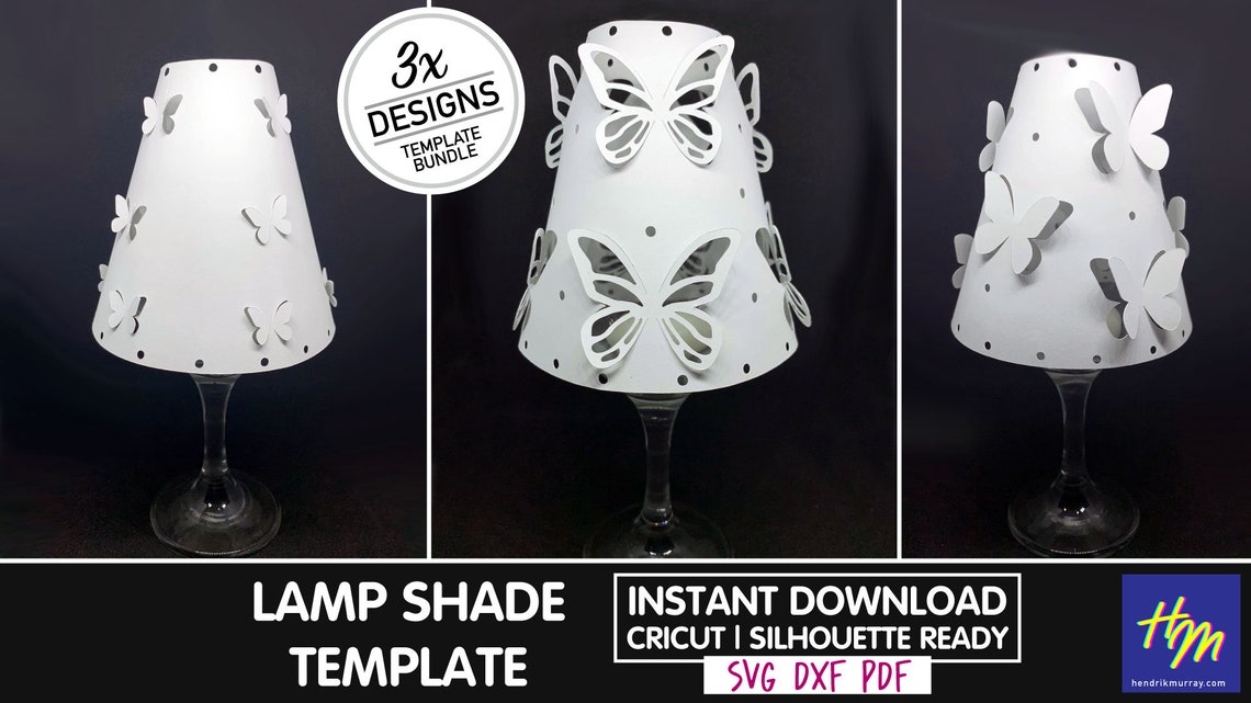 Wineglass Lampshade SVG Template Silhouette Cricut Dxf Pdf - Etsy