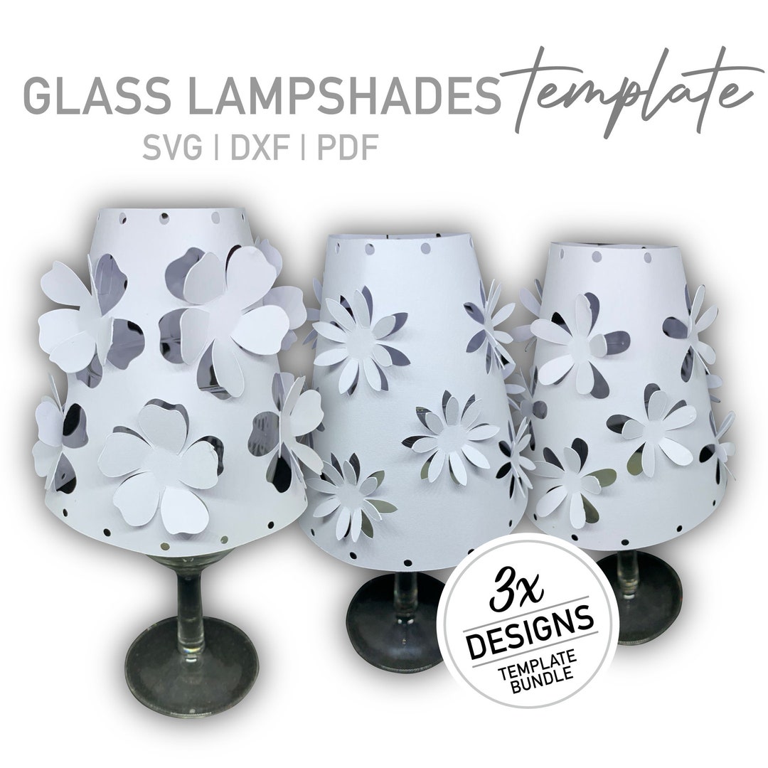 Wineglass Flower Themed Lampshade SVG Template, Silhouette, Cricut, Dxf, Pdf Printable - Etsy
