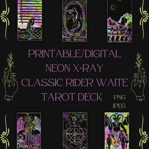 Neon X-Ray Tarot Deck PRINTABLE/DIGITAL - Full 78 Card Deck - Classic Rider Waite Deck - Digital Files Only