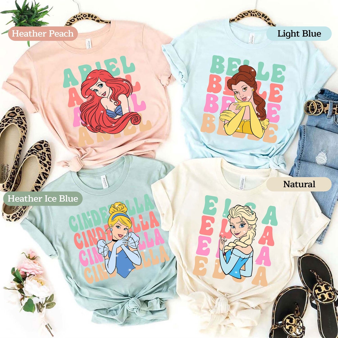 Disney Princess Colorful Shirts, Disney Characters Shirt, Disney Group