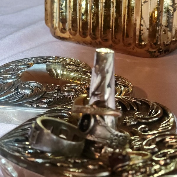 Godinger silver vanity set mirror and ring holder silver 1992