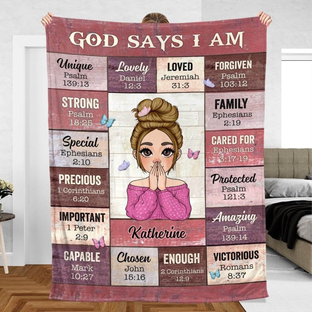 God Says I Am Pink Blanket Personalized Blanket Meaningful Etsy