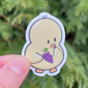 Duck Eating Grapes Sticker | Cute Animal Sticker | Baby Duck Sticker