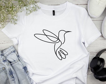 Hummingbird Line Art Shirt - Bird Lover Gift
