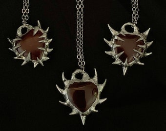 Carnelian crystal necklace  / spikes / ScorchedValley