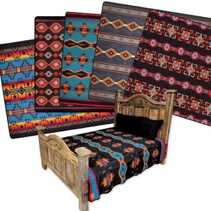 Fleece Lodge Blanket by El Paso Saddle Blanket Company Southwest Design 60" x 80"- Large, Incredibly Soft and Warm! Bright Colors!