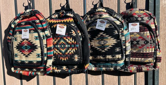 Southwest Design Backpack – Large Padded Interior,  Adjustable Padded Straps,  Zipper Closures,  Room for Laptop, Water Bottle Holder