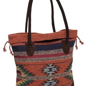 Monterey Tote Bag/Purse Southwest Design Suede Handles-Large Hand Bag- Western- Cowgirl- For Travel or Shopping- Great Gift!