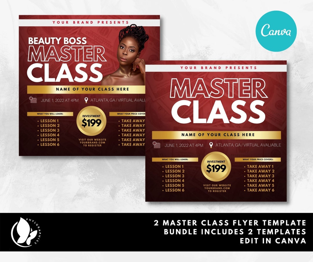 DIY Master Class Flyer Canva Template, Red Flyer, Money Flyer, Design ...