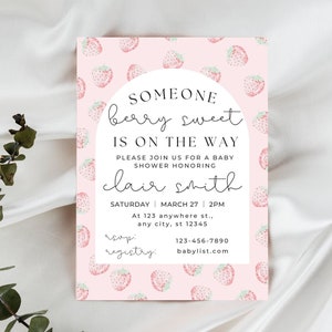 Strawberry Theme Baby Shower Invitation
