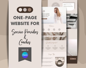 Canva One-Page Website Template / Fully Customizable Portfolio Website for Service Providers and Coaches / Earthy Neutral Website Design
