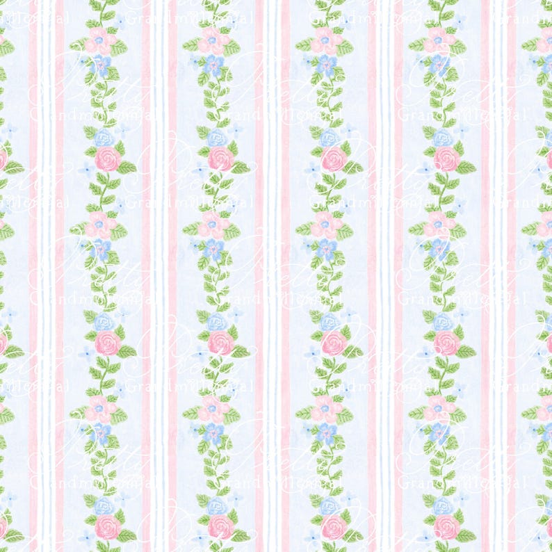 Roses pattern, Grandmillennial clipart, grandmillennial seamless pattern, roses seamless pattern, floral seamless pattern, commercial use image 1