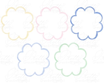Scallop Circular Frames, grandmillennial clipart, frame clipart, scallop frame, commercial use clipart, grandmillennial scallop frames