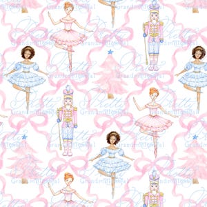 Nutcracker pattern, christmas pattern, nutcracker ballerina pattern, nutcracker christmas pattern, bows pattern, grandmillennial pattern