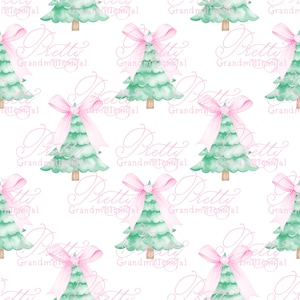 Christmas tree pattern, Grandmillennial Christmas pattern, Christmas tree pattern, seamless pattern print, pastel Christmas print
