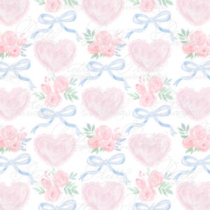 Valentine's Day Bows Lace Hearts Pattern, watercolor hearts, hearts pattern, commercial use patterns, pattern shop, grandmillennial patterns