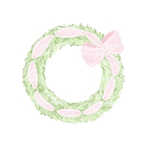 Christmas wreath, watercolor wreath, watercolor bow, bow wreath, commercial use, watercolor clipart Christmas, grandmillennial clipart
