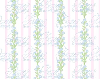 Preppy blue flowers pattern, grandmillennial floral pattern, seamless pattern, stripes pattern, commercial use pattern, blue floral pattern