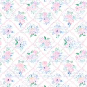 Grandmillennial Blumen Ribbonerie Trellis Frühling Muster, Block-Print Muster, nahtlose Muster Shop, adrette Muster, Printshop