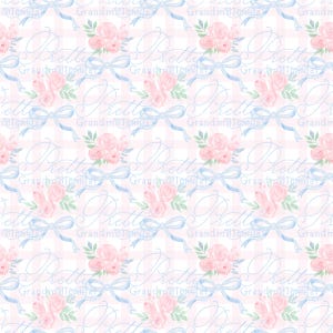 Floral plaid pattern, Grandmillennial clipart, gingham grandmillennial seamless pattern, flowers block seamless pattern, commercial use