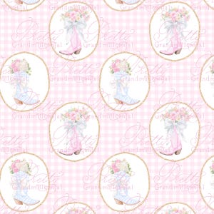 Cowgirl boots pattern, western bow pattern, grandmillennial pattern, preppy cowgirl pattern, seamless rope cowboy boot pattern