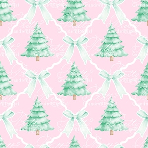 Christmas Tree pattern, Grandmillennial Christmas pattern, Christmas trees pattern, seamless pattern print, pastel Christmas print