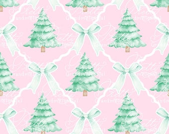 Christmas Tree pattern, Grandmillennial Christmas pattern, Christmas trees pattern, seamless pattern print, pastel Christmas print