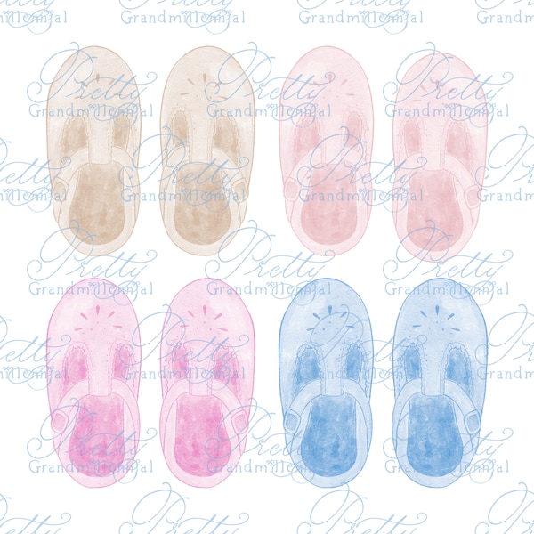 Watercolor mary jane shoes, girls shoes clipart, preppy shoes clipart, pink shoes clipart, grandmillennial clipart