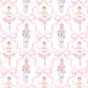 Nutcracker pattern, christmas pattern, nutcracker ballerina pattern, nutcracker christmas pattern, bows pattern, grandmillennial pattern