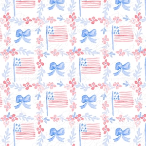 Patriotic pattern, 4th of july pattern, independence day pattern, USA flag patter, watercolor patriotic patter, stars, grandmillennial
