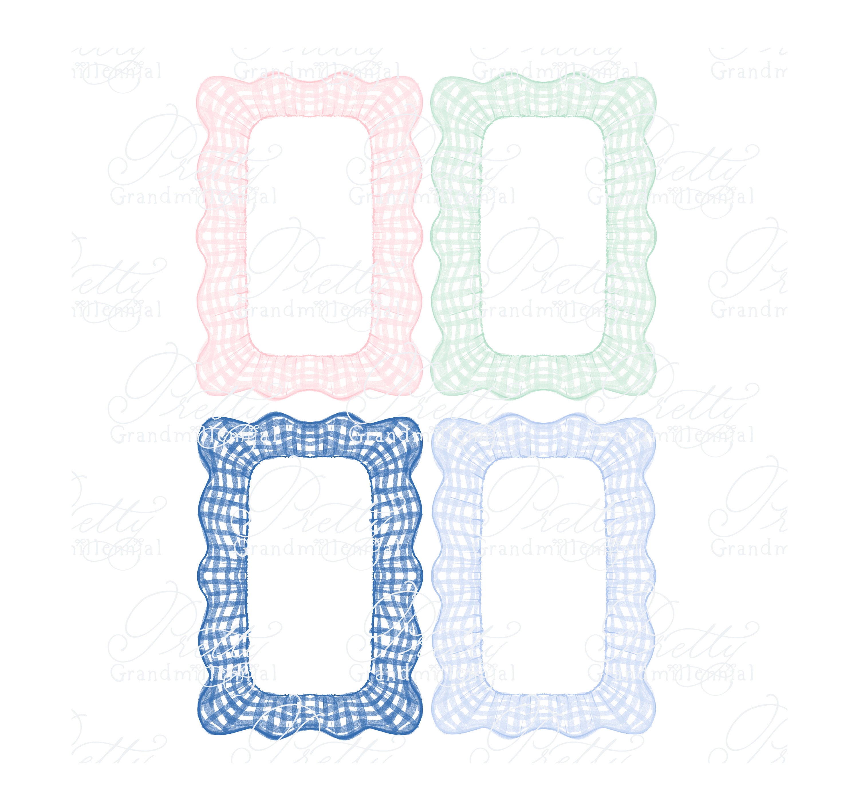 5x7 Gingham Frame Grandmillennial Clipart Gingham Clipart - Etsy
