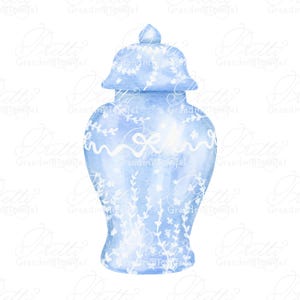 Ginger jar clipart, ginger jar vase, chinoiserie ginger jar, chinoiserie clipart, grandmillennial clipart, bow clipart, ginger jars