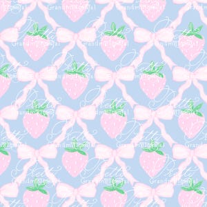 Strawberry print, Summer pattern, grandmillennial pattern, pretty grandmillennial, strawberries, commercial use, children's clothing pattern
