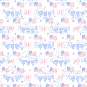 Patriotic pattern, 4th of july pattern, independence day pattern, USA flag patter, watercolor patriotic patter, stars, grandmillennial