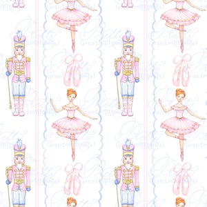 Nutcracker pattern, christmas pattern, nutcracker ballerina pattern, nutcracker christmas pattern, bows pattern, grandmillennial pattern