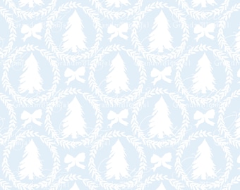 Guirnalda de árbol de Navidad con lazo de cuadros vichy en acuarela, patrón sin costuras, patrón de guirnalda navideña, grandmillennial, tienda de imágenes prediseñadas, patrón navideño