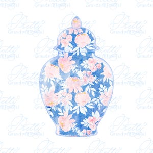 Ginger jar clipart, ginger jar vase, chinoiserie ginger jar, chinoiserie clipart, grandmillennial clipart, bow clipart, ginger jars