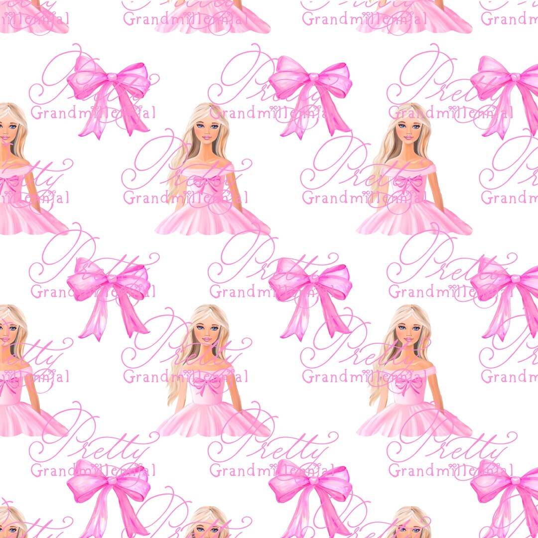 Watercolor Barbi Seamless Pattern, Princess Pattern, Pink Barbi Pattern ...