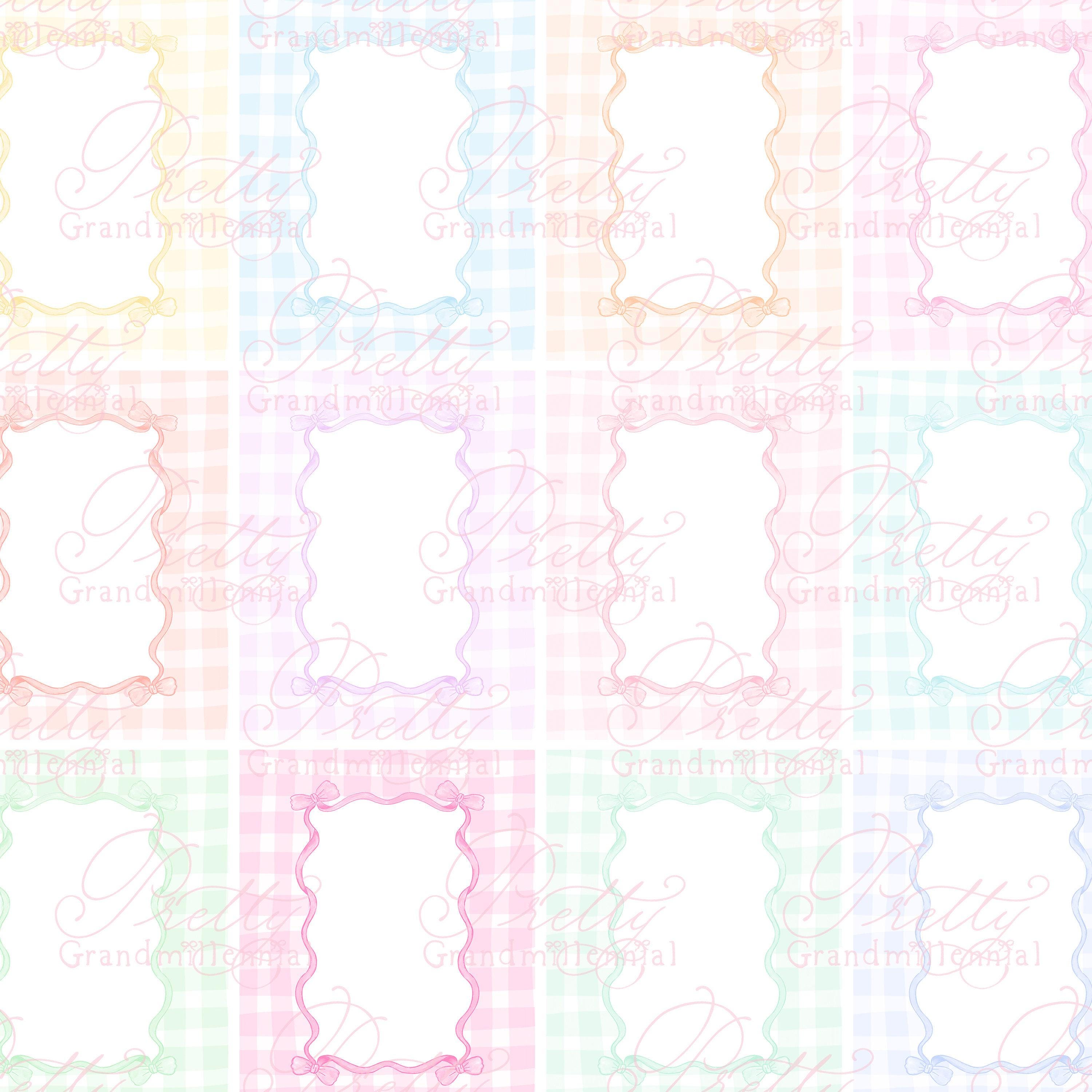 16x20 inch frames clipart, watercolor frames clipart, grandmillennial clipart, ribbon frame clipart, 16x20 frame clipart, ribbon bows